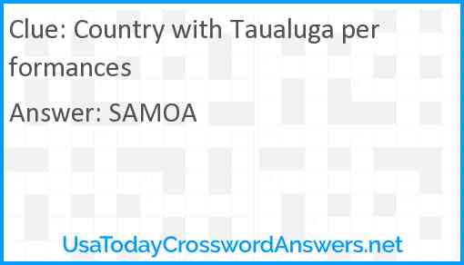 Country with Taualuga performances Answer