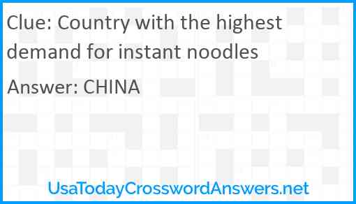 Country with the highest demand for instant noodles Answer