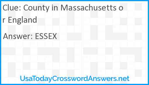 County in Massachusetts or England Answer