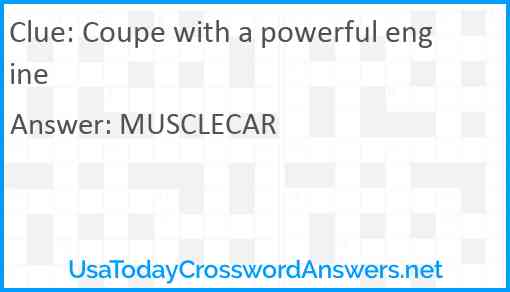 Coupe with a powerful engine Answer