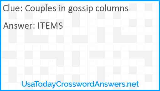 Couples in gossip columns Answer
