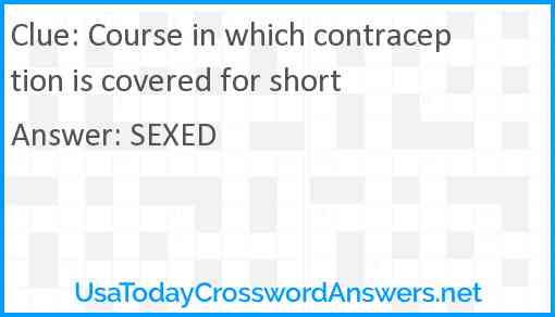 Course in which contraception is covered for short Answer