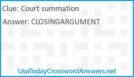 Court summation Answer