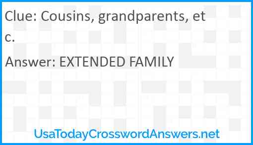 Cousins, grandparents, etc. Answer