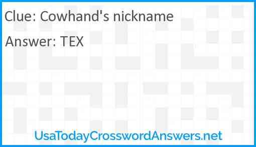Cowhand's nickname Answer