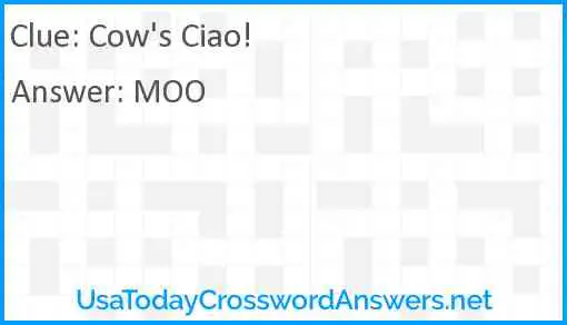 Cow's Ciao! Answer