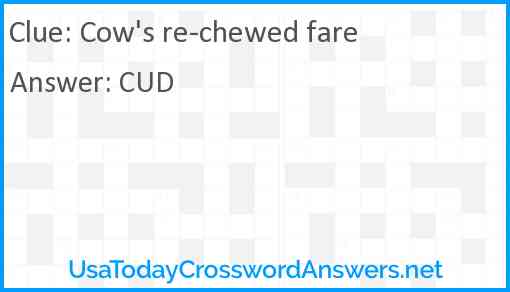 Cow's re-chewed fare Answer