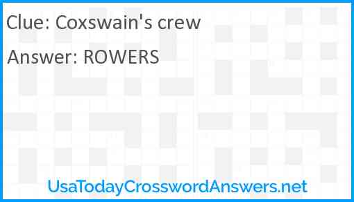 Coxswain's crew Answer