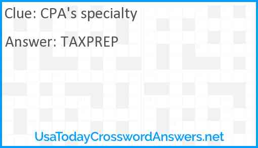 CPA's specialty Answer