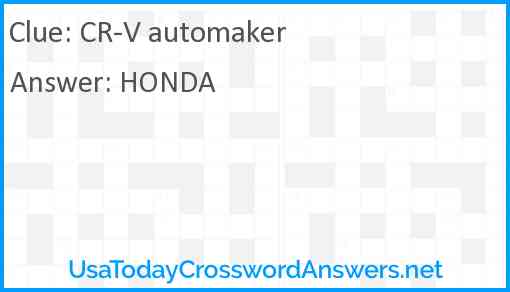 CR-V automaker Answer