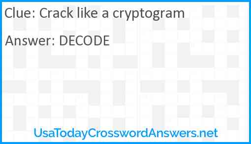 Crack like a cryptogram Answer