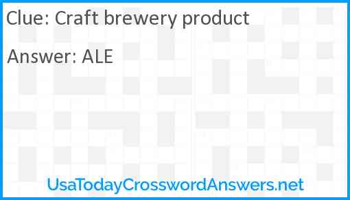 Craft brewery product Answer