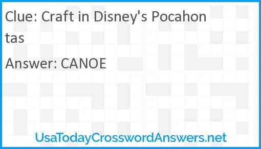 Craft in Disney's Pocahontas Answer