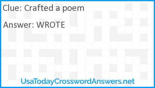 Crafted a poem Answer