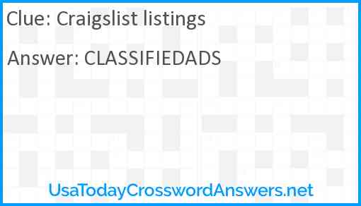Craigslist listings Answer