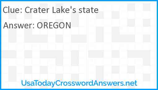 Crater Lake's state Answer