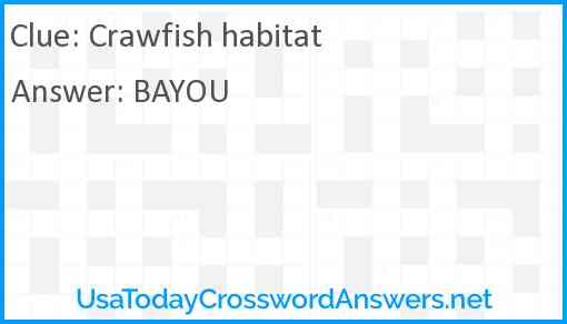Crawfish habitat Answer