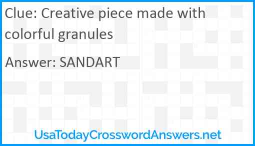 Creative piece made with colorful granules Answer