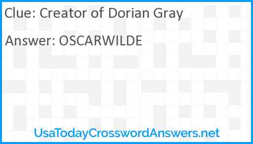 Creator of Dorian Gray Answer