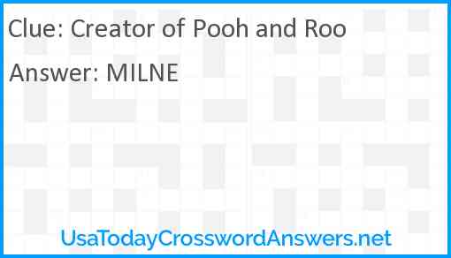 Creator of Pooh and Roo Answer
