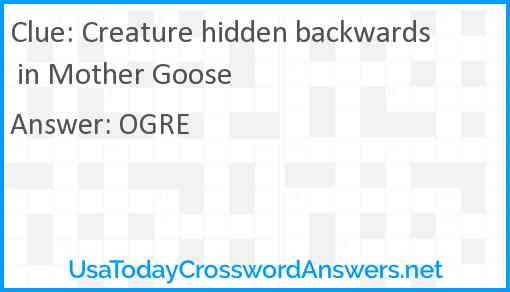 Creature hidden backwards in Mother Goose Answer