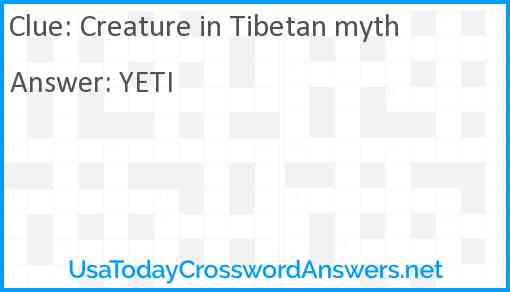 Creature in Tibetan myth Answer