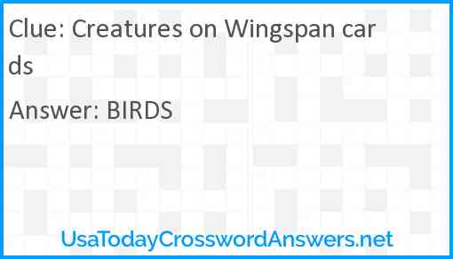 Creatures on Wingspan cards Answer