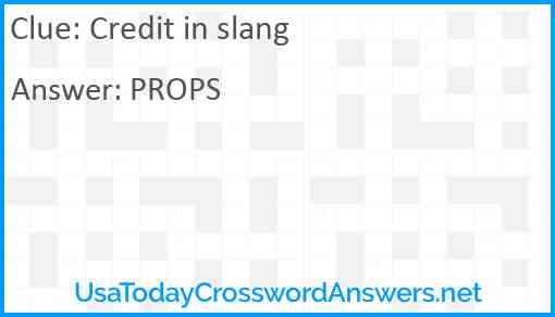 Credit in slang Answer