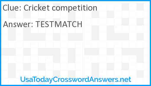 Cricket competition Answer