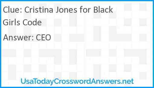 Cristina Jones for Black Girls Code Answer