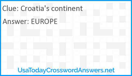Croatia's continent Answer