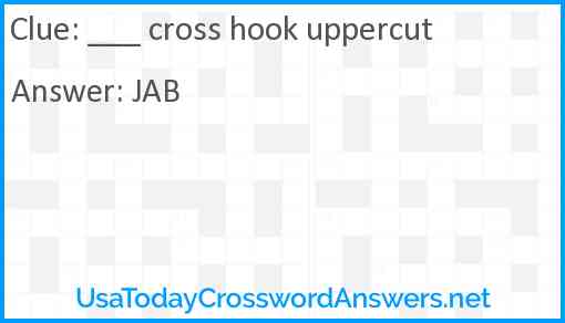 ___ cross hook uppercut Answer