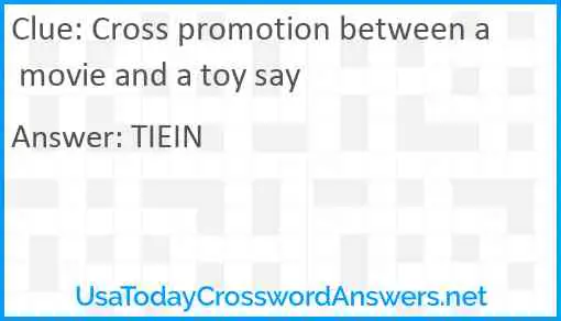 Cross promotion between a movie and a toy say Answer