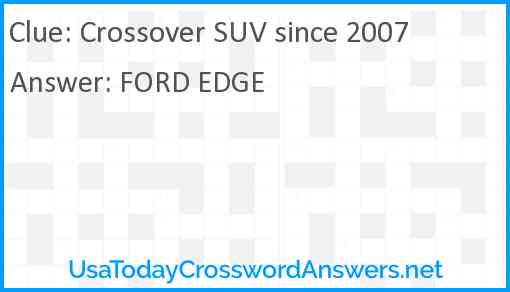 Crossover SUV since 2007 Answer