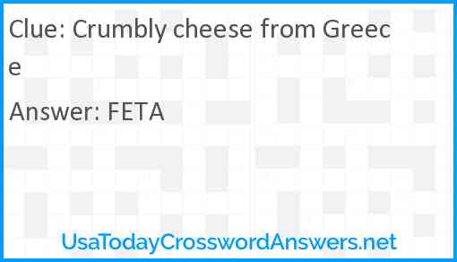 Crumbly cheese from Greece Answer