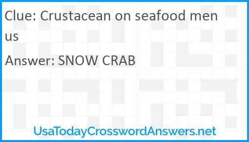 Crustacean on seafood menus Answer