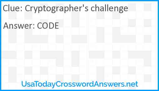 Cryptographer's challenge Answer