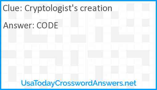 Cryptologist's creation Answer