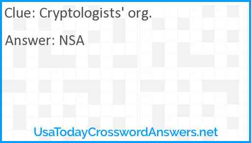 Cryptologists' org. Answer