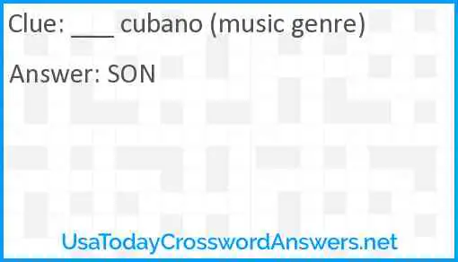 ___ cubano (music genre) Answer