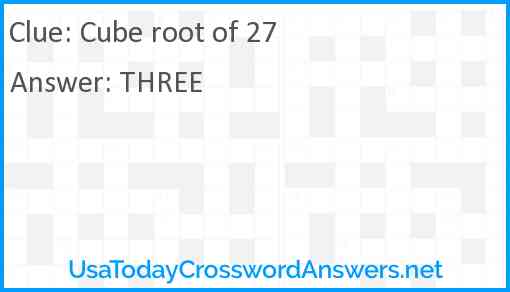 Cube root of 27 Answer
