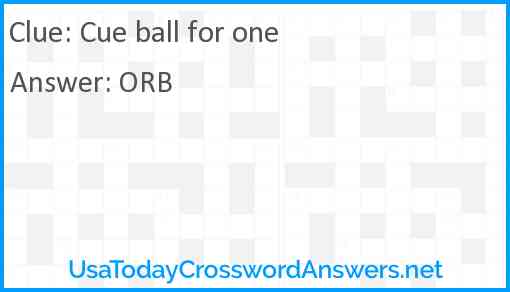 Cue ball for one Answer