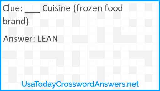 ___ Cuisine (frozen food brand) Answer