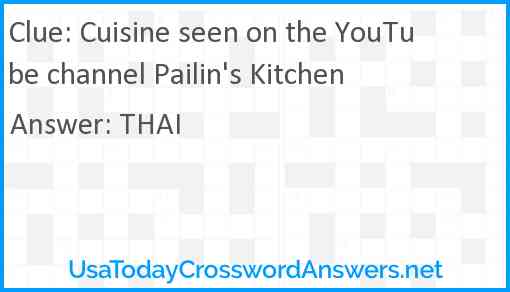 Cuisine seen on the YouTube channel Pailin's Kitchen Answer
