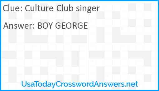 Culture Club singer Answer