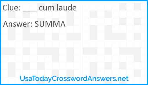 ___ cum laude Answer