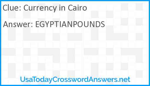 Currency in Cairo Answer