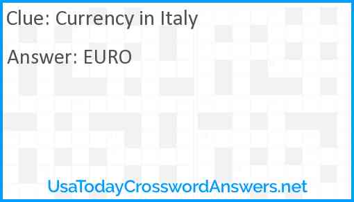 Currency in Italy Answer