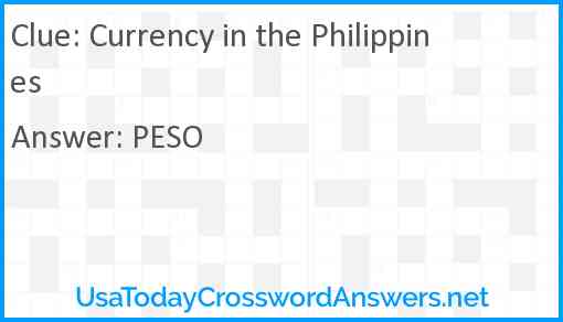 Currency in the Philippines Answer