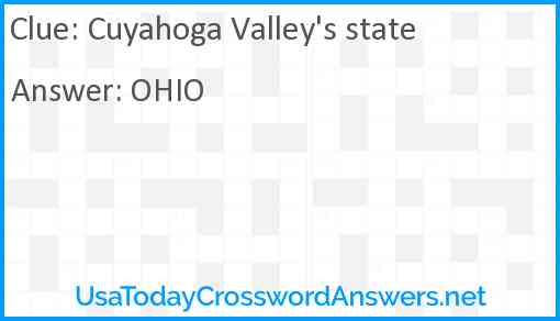 Cuyahoga Valley's state Answer